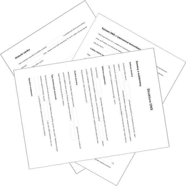 Domain Name System - Pracovní list (doplňovačka)