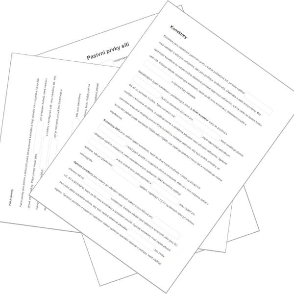 Pasivní prvky v sítí - Pracovní list (doplňovačka)