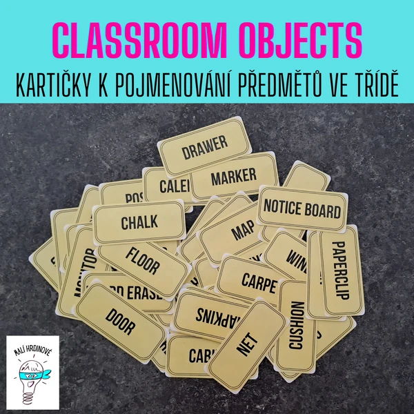 Classroom objects - kartičky k pojmenování předmětů ve třídě