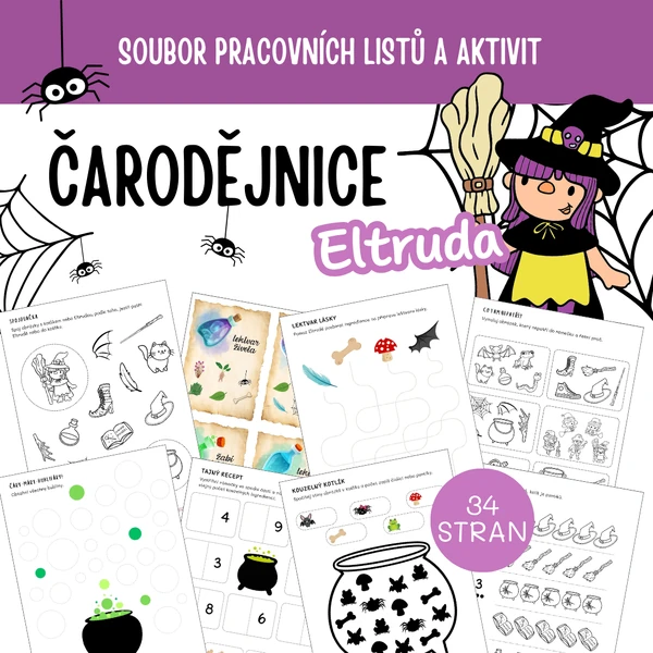 Čarodějnice Eltruda - sada pracovních listů a aktivit