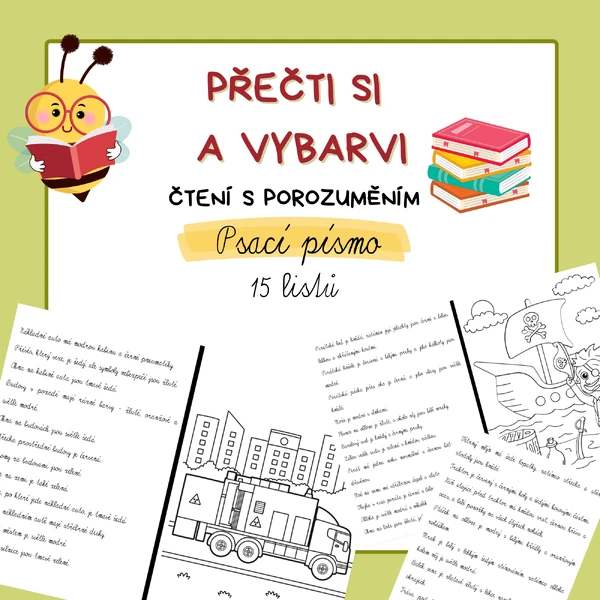 Přečti si a vybarvi: čtení s porozuměním (psací písmo)