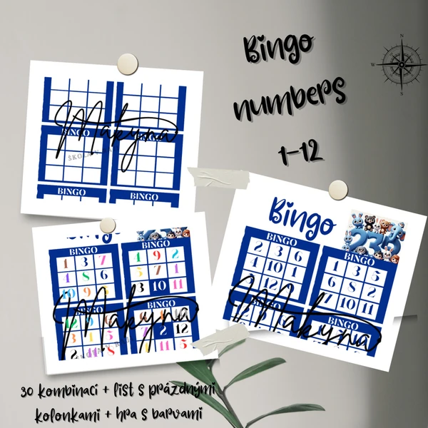 Bingo 1-12 (numbers, colours)