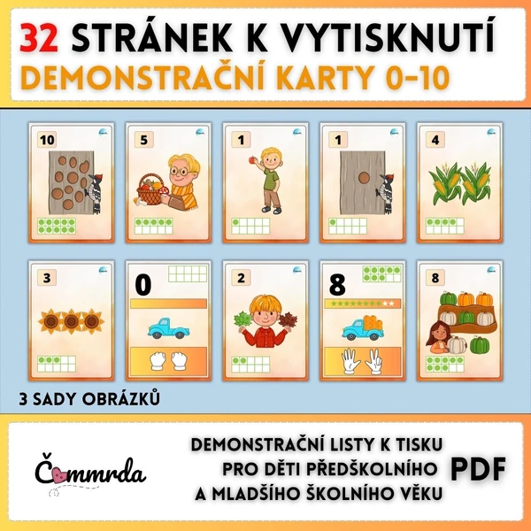 Podzimní výzdoba - Demonstrační karty čísel (0-10)