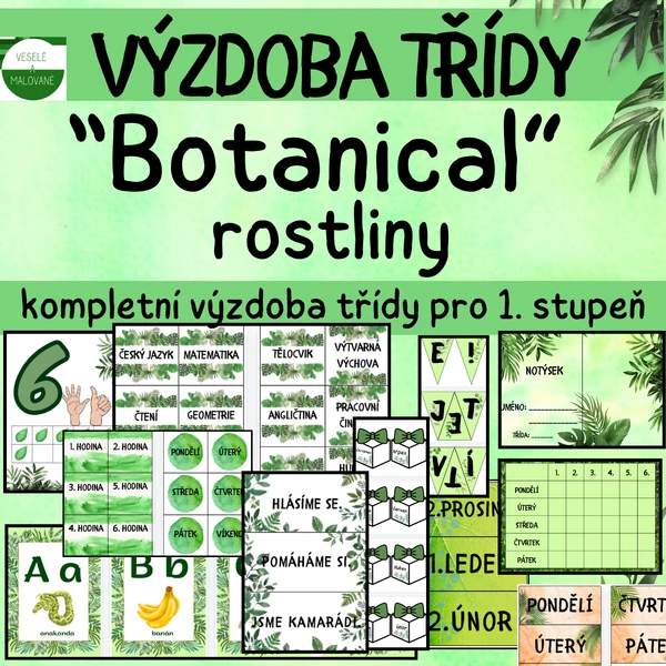 Kompletní výzdoba třídy- téma Botanical, rostliny
