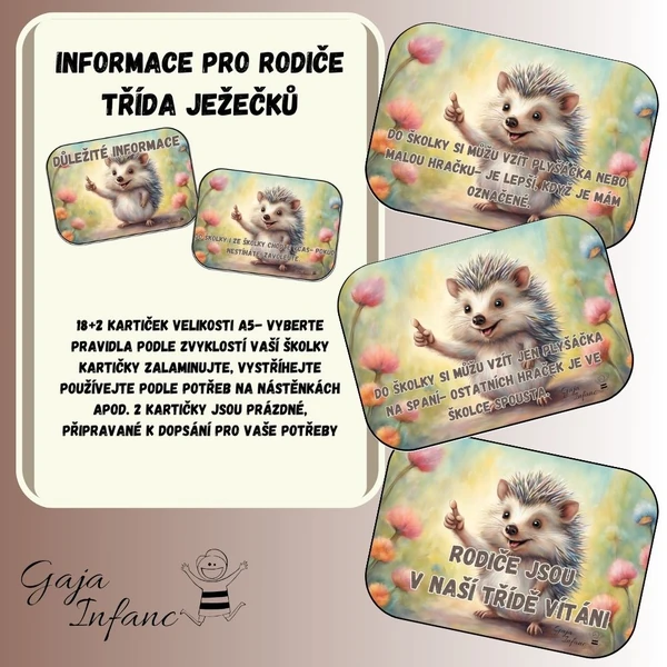Informace pro rodiče- třída ježků