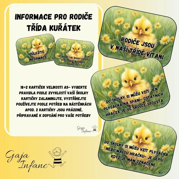 Informace pro rodiče- třída kuřátek