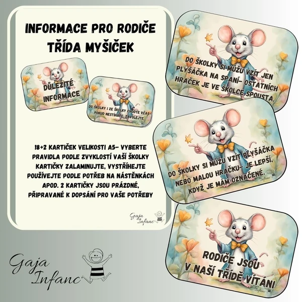 Informace pro rodiče- třída myšek