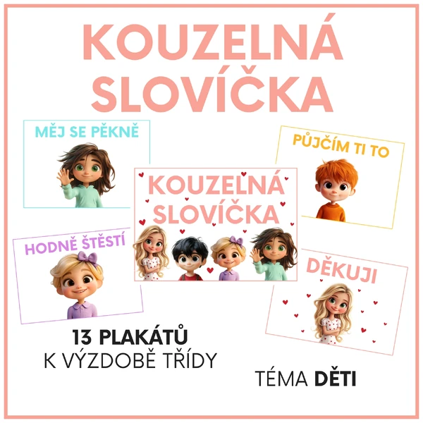 Kouzelná slovíčka - výzdoba třídy (téma děti)