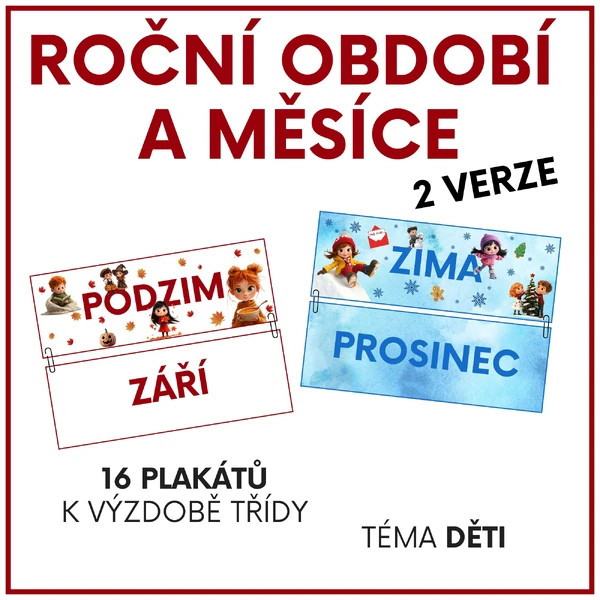 Roční období a měsíce - výzdoba třídy (téma děti)