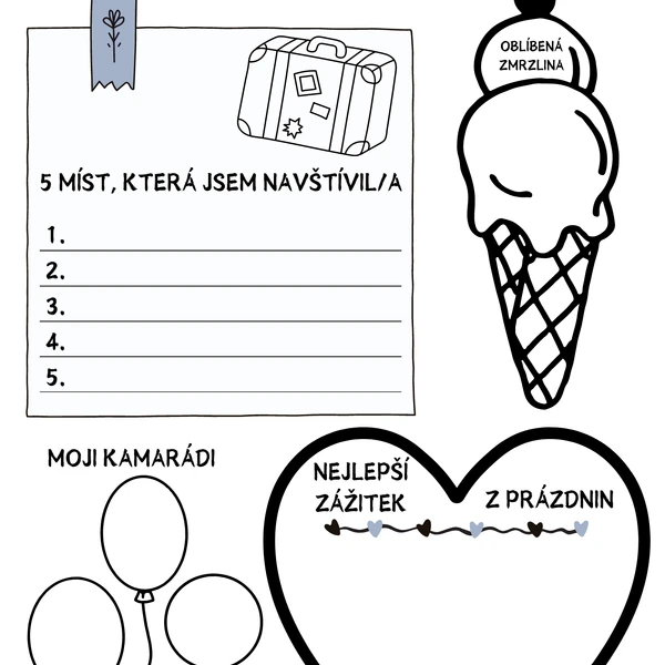 Moje prázdniny - pracovní list