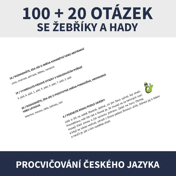 ČESKÝ JAZYK - 100 + 20 OTÁZEK (opakování, otázky k deskovým hrám, venkovním aktivitám ad.)