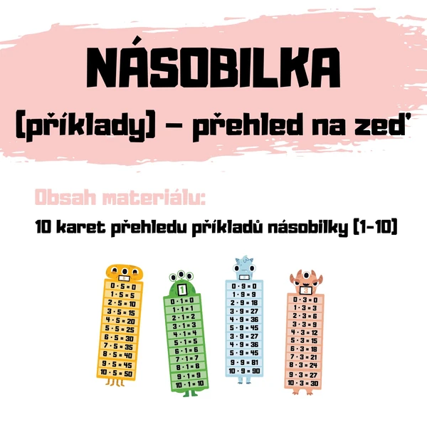 NÁSOBILKA (příklady) - přehled na zeď