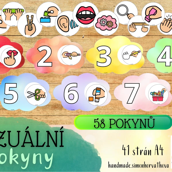 Vizuální pokyny, školní pomůcky, instrukce, výzdoba třídy, aktivity