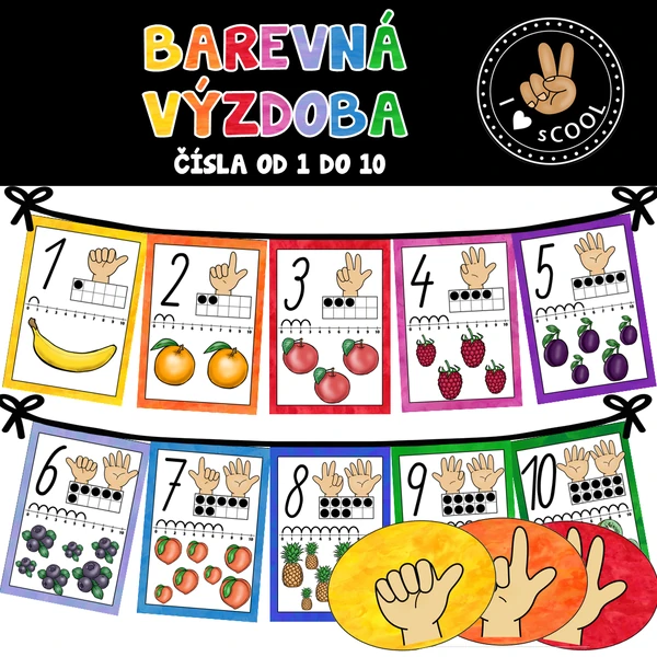Barevná výzdoba - čísla od 1 do 10