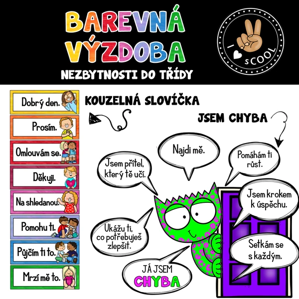 Barevná výzdoba - kouzelná slovíčka, jsem chyba
