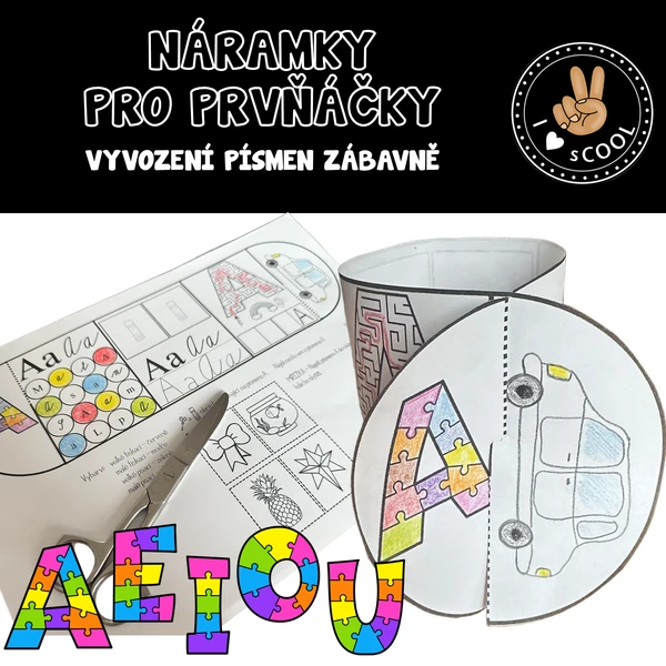 Náramky - písmena A, E, I, O, U