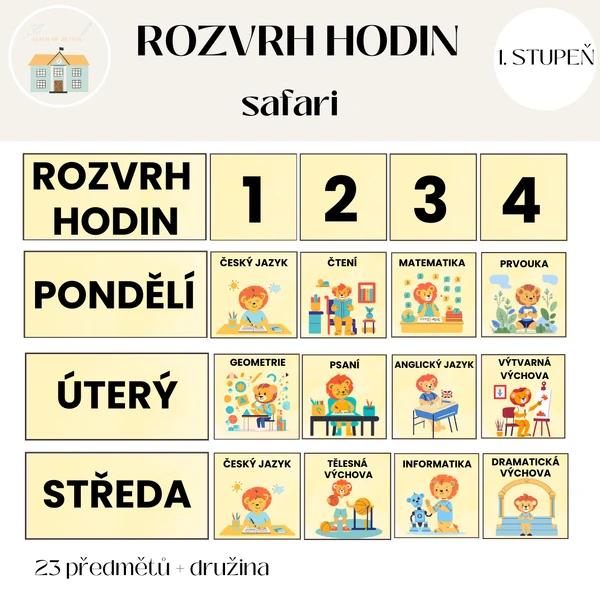 Rozvrh hodin - safari