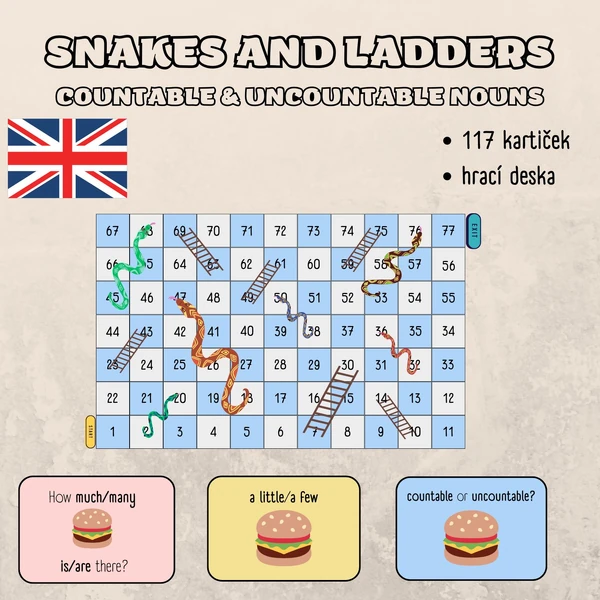 Snakes and ladders, boardgame - countable and uncountable nouns