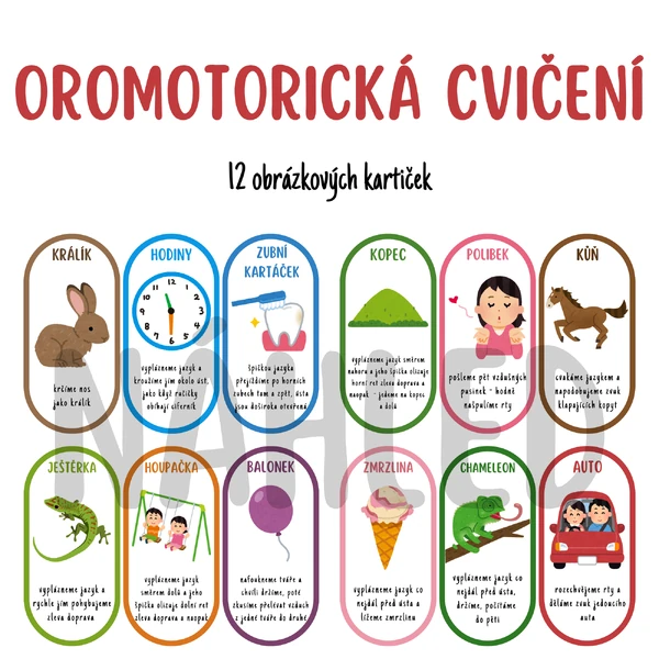 Oromotorická cvičení - obrázkové kartičky