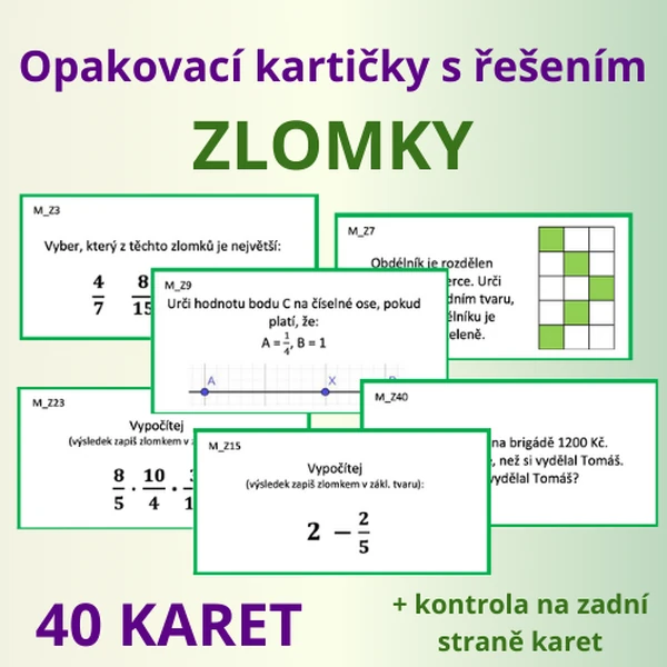 Opakovací kartičky s řešením - ZLOMKY