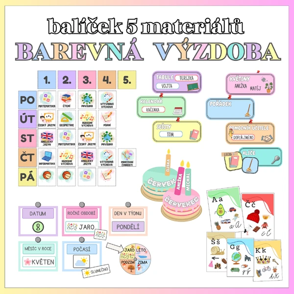 Barevná výzdoba (kompletní balíček 5 materiálů)