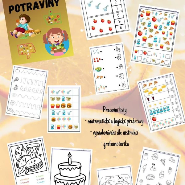 ZDRAVÉ A NEZDRAVÉ POTRAVINY - PRACOVNÍ LISTY🍎🍉🍫🍰