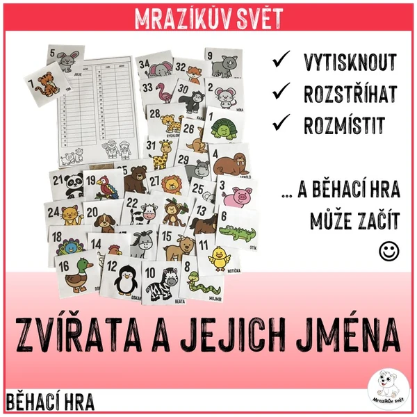 Zvířata a jejich jména (běhací hra)