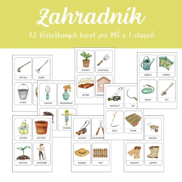 Třísložkové karty - ZAHRADNÍK