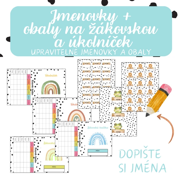 Puntíková třída - OBALY A JMENOVKY