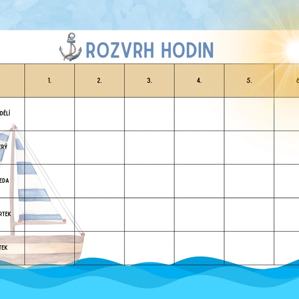 Rozvrh hodin - námořníci a lesní skřítci