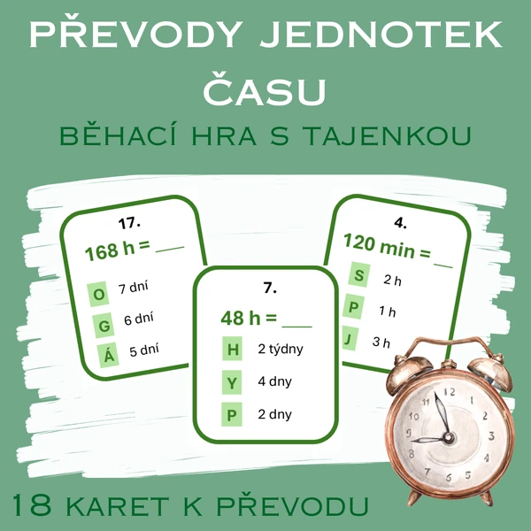 Převody jednotek času - běhací hra s tajenkou