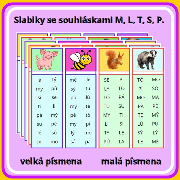 Slabiky se souhláskami M, L, T, S, P
