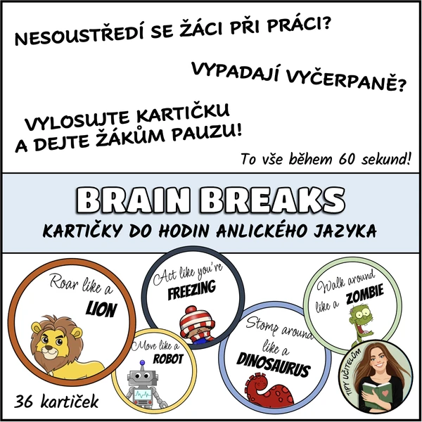Brain breaks - odpočinkové kartičky - AJ verze