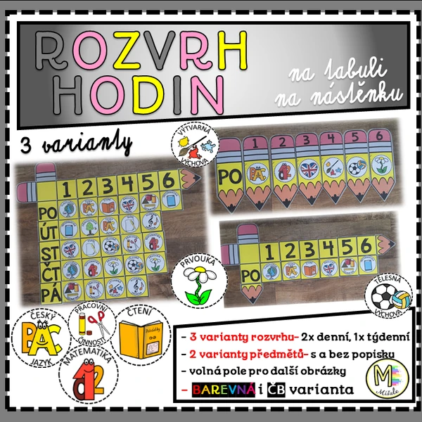ROZVRH HODIN...na tabuli, na nástěnku