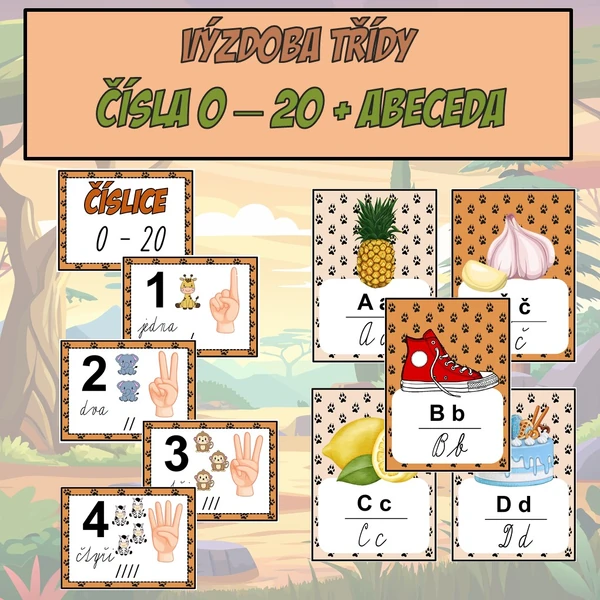 Výzdoba třídy (čísla 0-20 + abeceda)