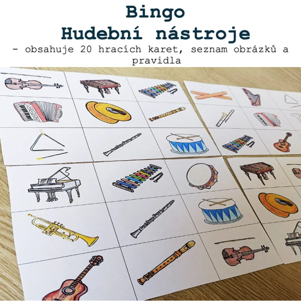 Obrázkové bingo - Hudební nástroje