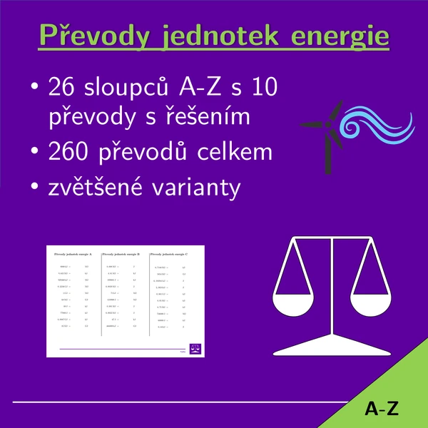 Převody jednotek energie, 26 sloupců
