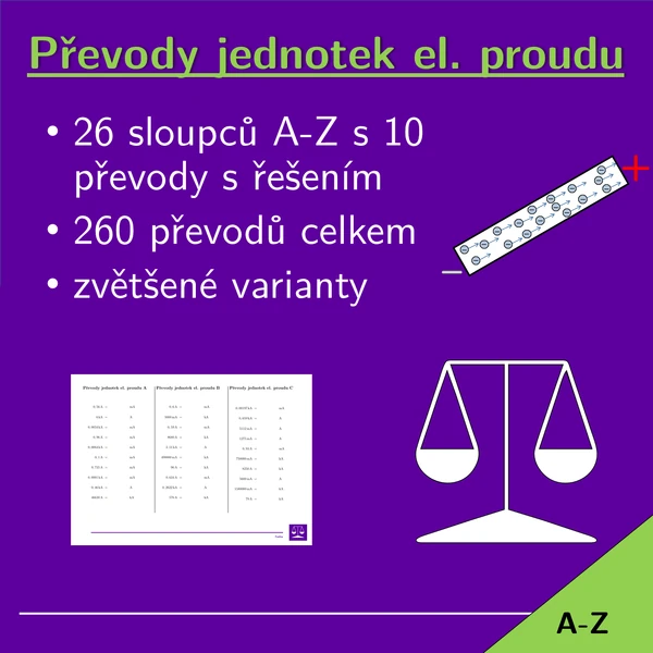 Převody jednotek elektrického proudu, 26 sloupců