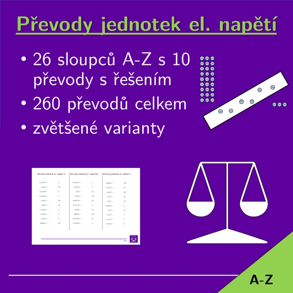 Převody jednotek elektrického napětí, 26 sloupců