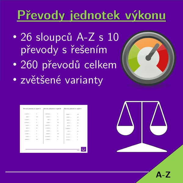 Převody jednotek výkonu, 26 sloupců