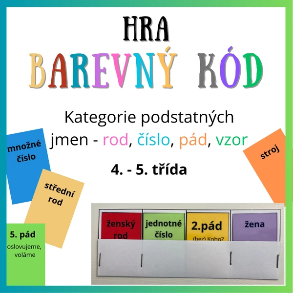 Hra BAREVNÝ KÓD - Určování podstatných jmen