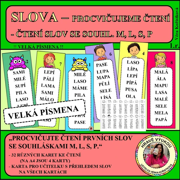 SLOVA – PROCVIČUJEME ČTENÍ SLOV SE SOUHL. M, L, S, P