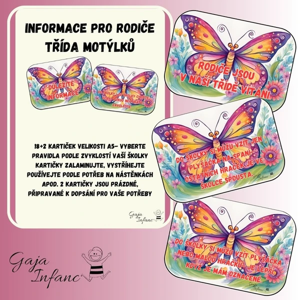 Informace pro rodiče- třída motýlků