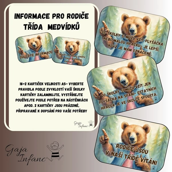 Informace pro rodiče- třída medvídků