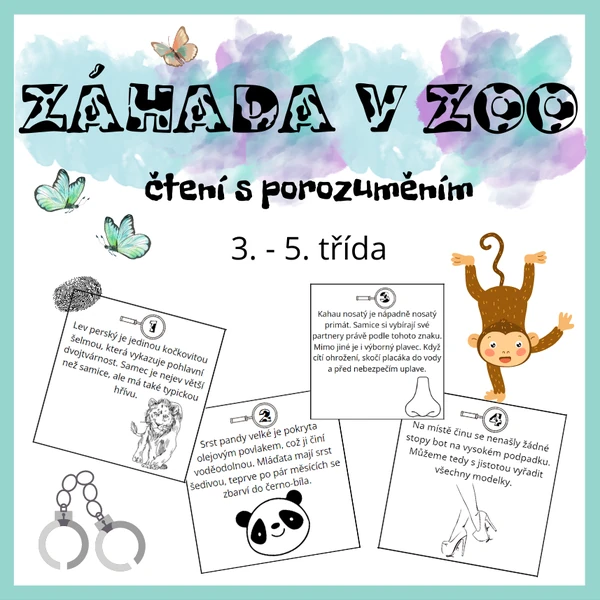 Čtení s porozuměním: detektivní hra - Záhada v zoo