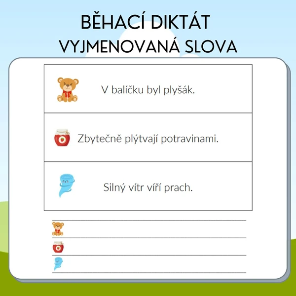 Běhací diktát - vyjmenovaná slova