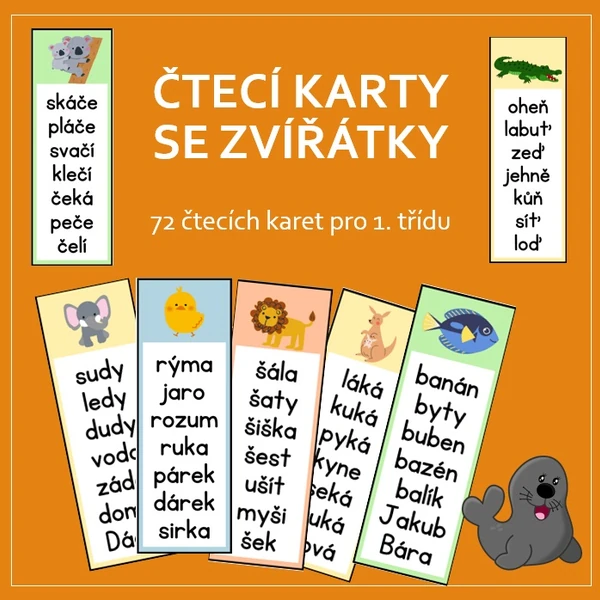 Čtecí karty se zvířátky
