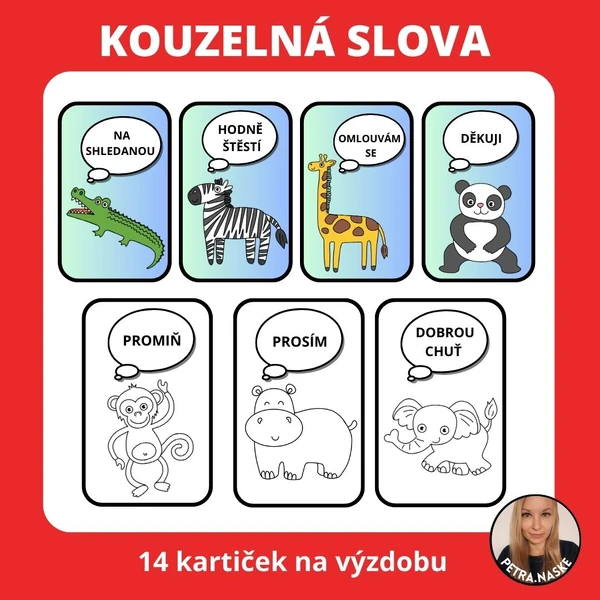Kouzelná slovíčka, výzdoba třídy a omalovánky - ZOO