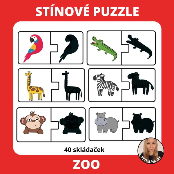 Stínové puzzle - Zvířata v ZOO