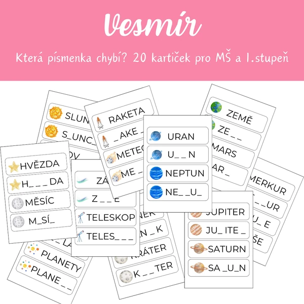 Která písmenka chybí - VESMÍR